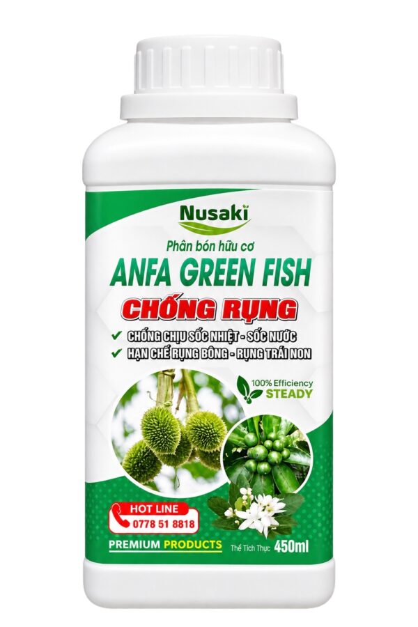 Chai phân bón hữu cơ Nusaki ANFA Green Fish Chống Rụng 450ml