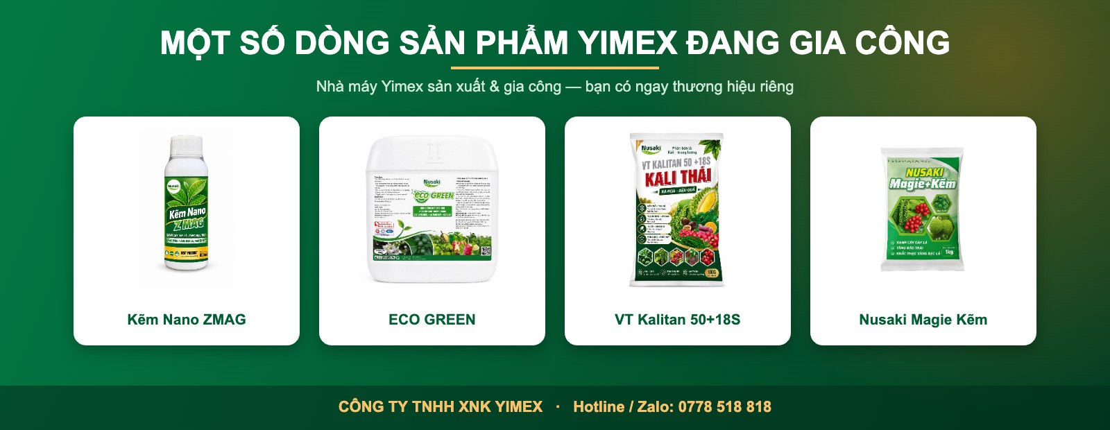 Một số dòng sản phẩm Yimex đang gia công