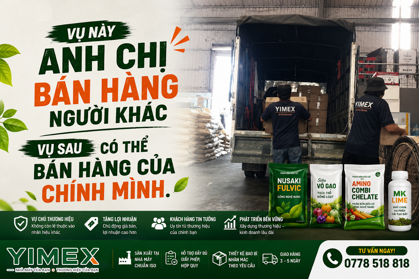 Gia công phân bón nhãn riêng cho cửa hàng phân bón
