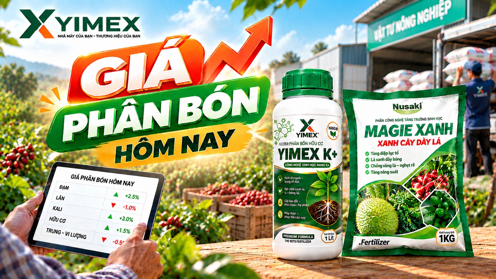 Giá phân bón các loại hôm nay 08/10/2026 — bảng giá 13 mã tại kho và cửa hàng vật tư nông nghiệp