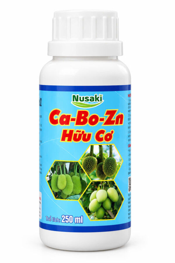 Chai phân bón vi lượng Ca-Bo-Zn Hữu Cơ Nusaki 250ml do nhà máy Yimex sản xuất
