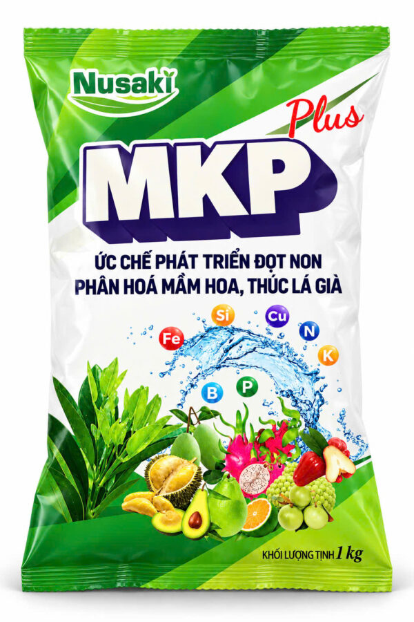 Phân bón MKP Plus Nusaki gói 1kg ức chế đọt non, phân hóa mầm hoa